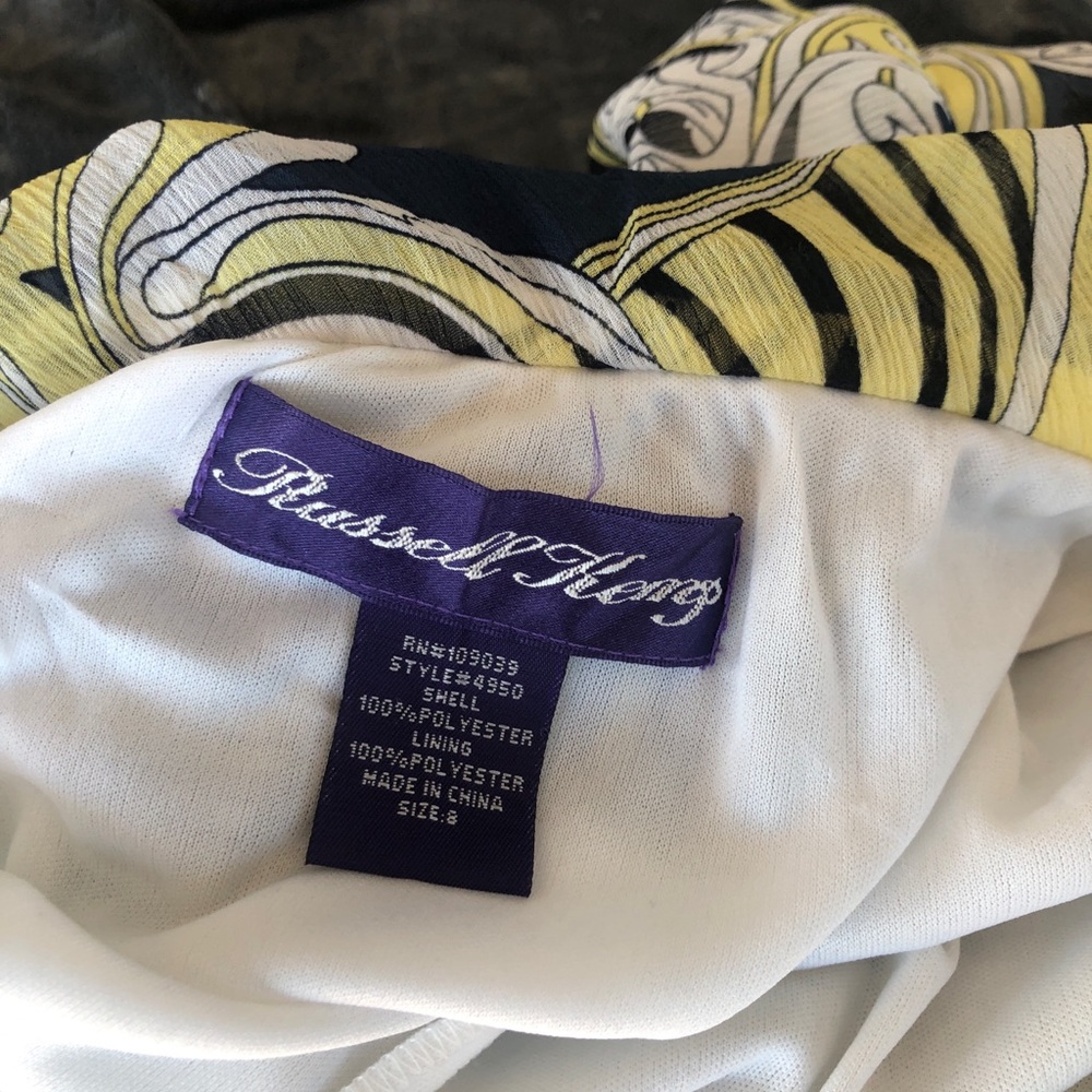 RUSSELL KENGO yellow and blue lined skirt. Fun and flowey Minimal - Picture 5 of 7